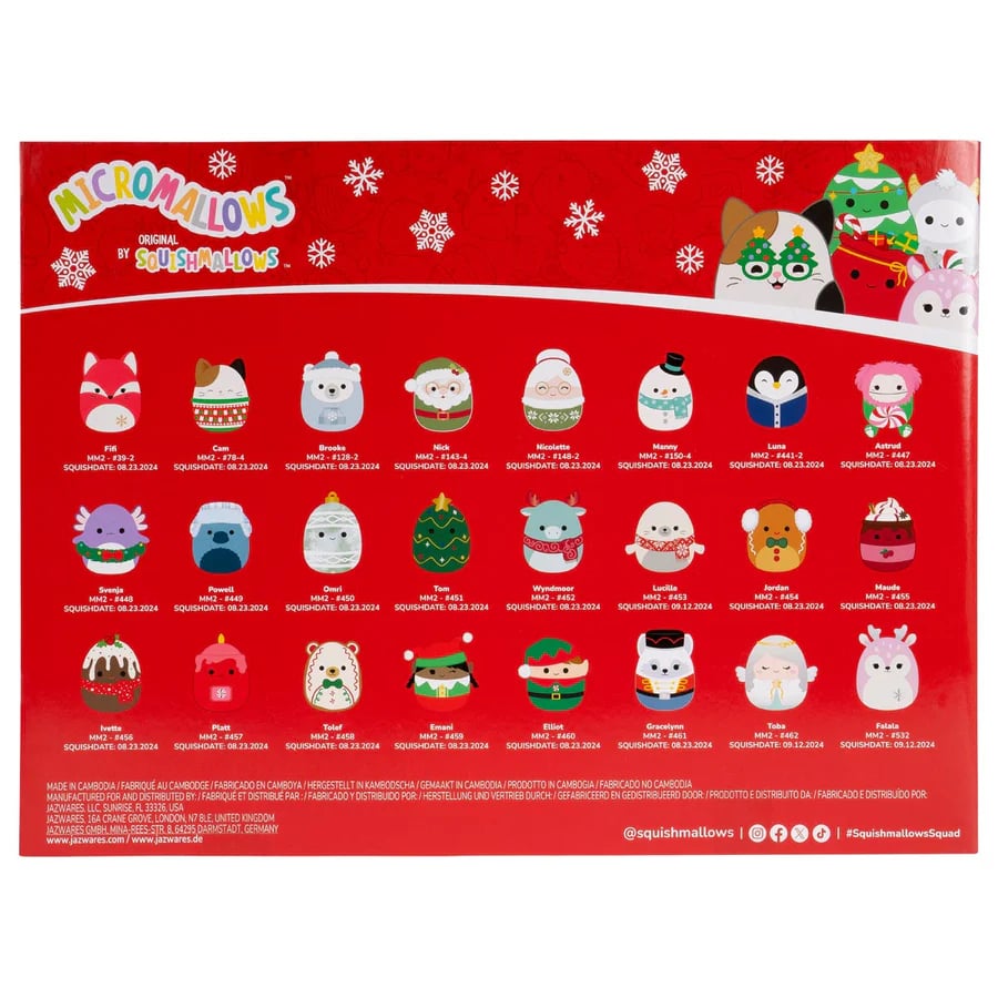 Christmas Gift Squishmallows Original 24-Day Micromallows Holiday Plush Advent Calendar🎄