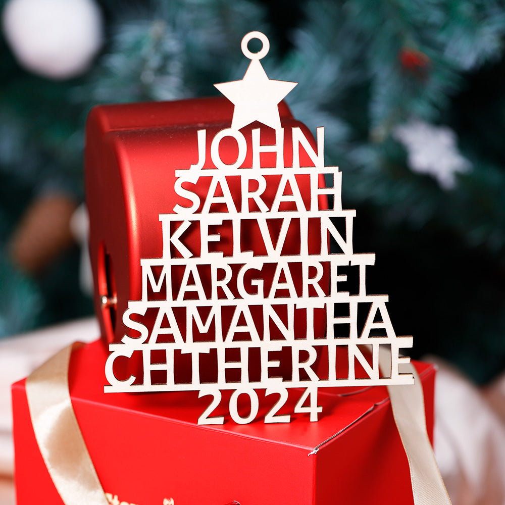 Personalized Family Name Ornament Wooden Christmas Tree Ornament