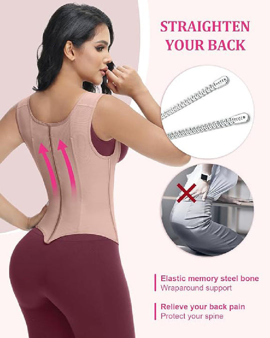 Waist Trainer for Women Body Shaper Corset Vest Tank Top with Steel Bones