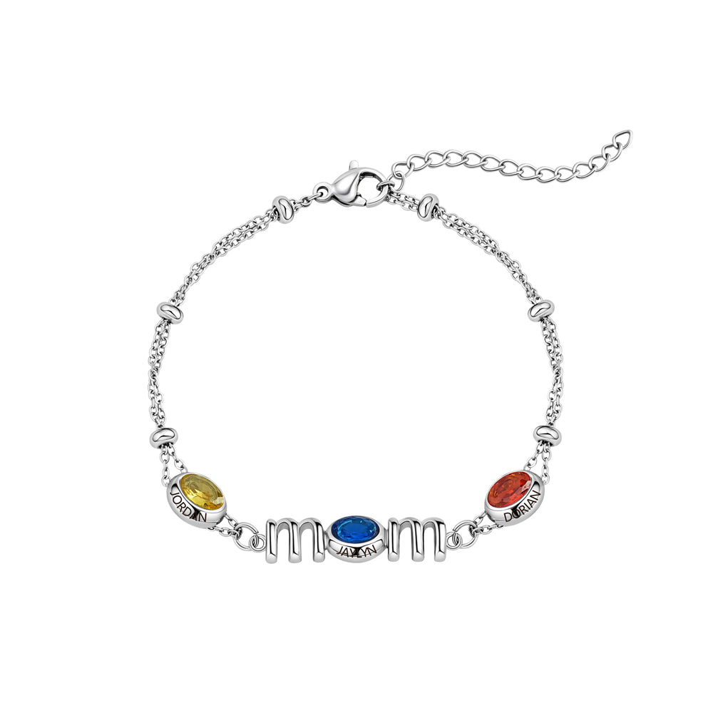 Custom Kids Name Birthstone Mom Bracelet