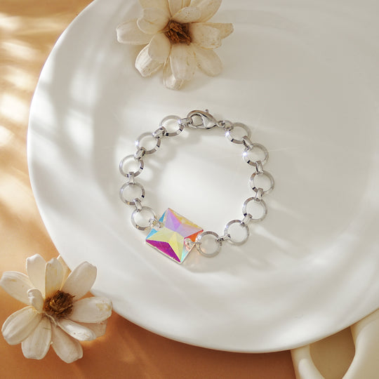 Square Cut Colorful Crystal Pavé Bracelet