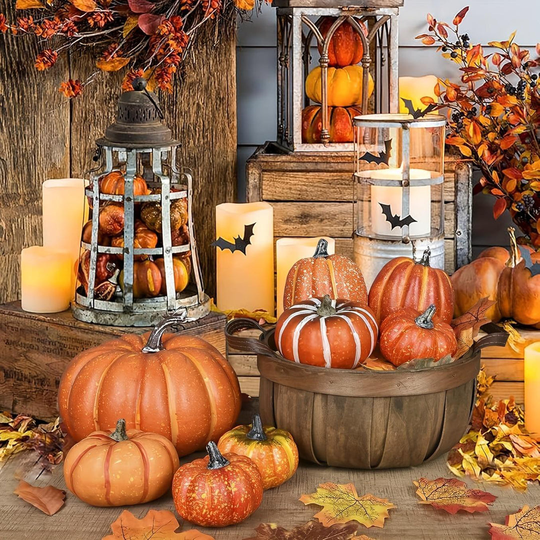 58-Piece Artificial Pumpkin and Maple Leaf Fall Decor Set for Halloween