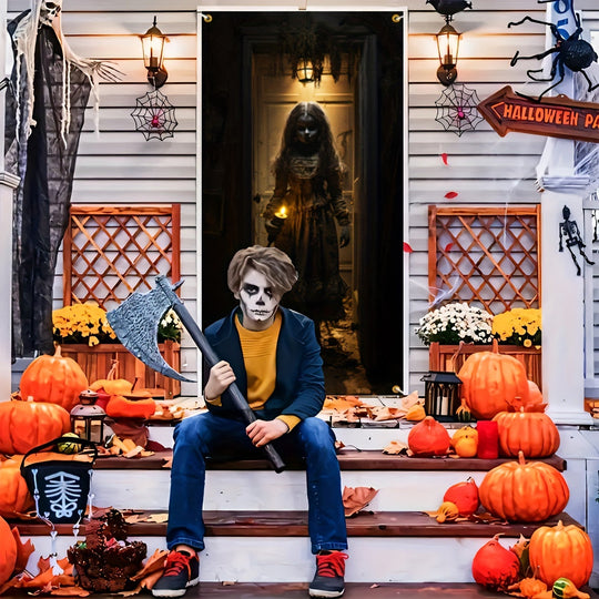 Halloween Ghost Door Banner Polyester Spooky Outdoor Indoor Decor