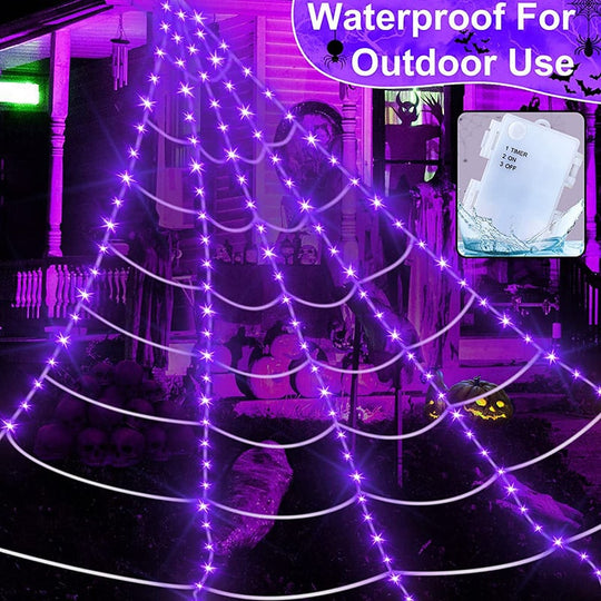 16.4ft Glowing Spider Web Halloween Decoration for Outdoor & Indoor