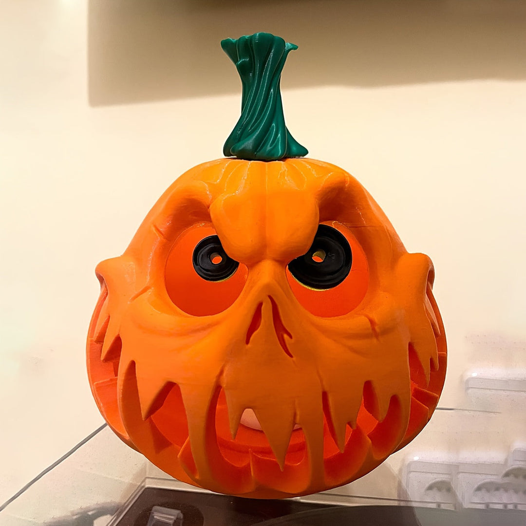 Giant Hollow Halloween Pumpkin Decoration with Carved Skull Design