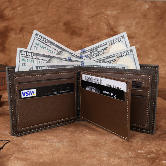 Father's Day Gift Men's Photo Custom Wallet Gray Personalized Gifts