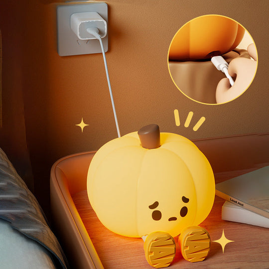 Silicone Pumpkin Night Light with Dimmable Glow for Halloween Decor