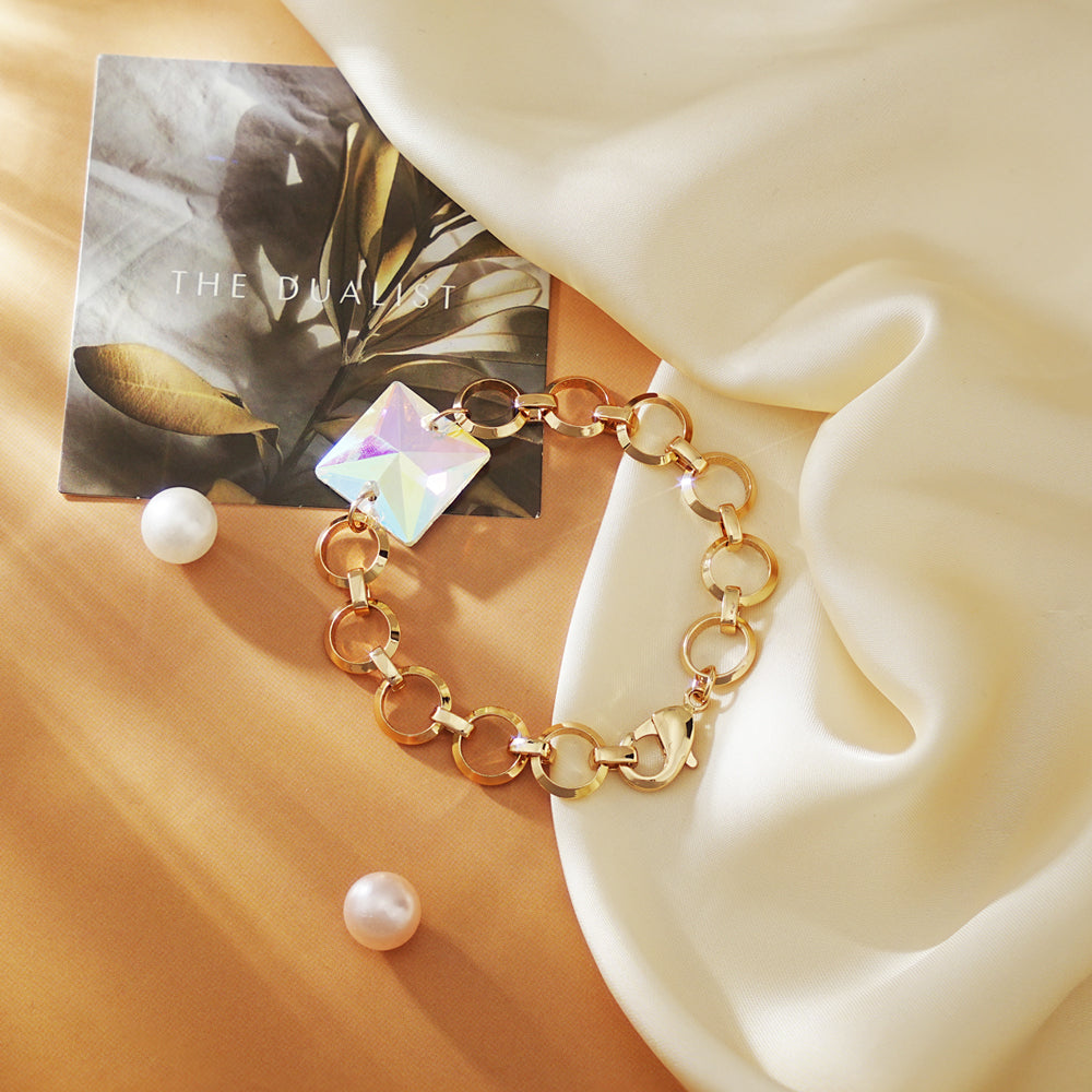 Square Cut Colorful Crystal Pavé Bracelet