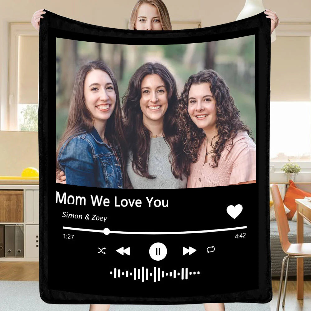 Valentine's Day Gift Custom Music Photo Blanket