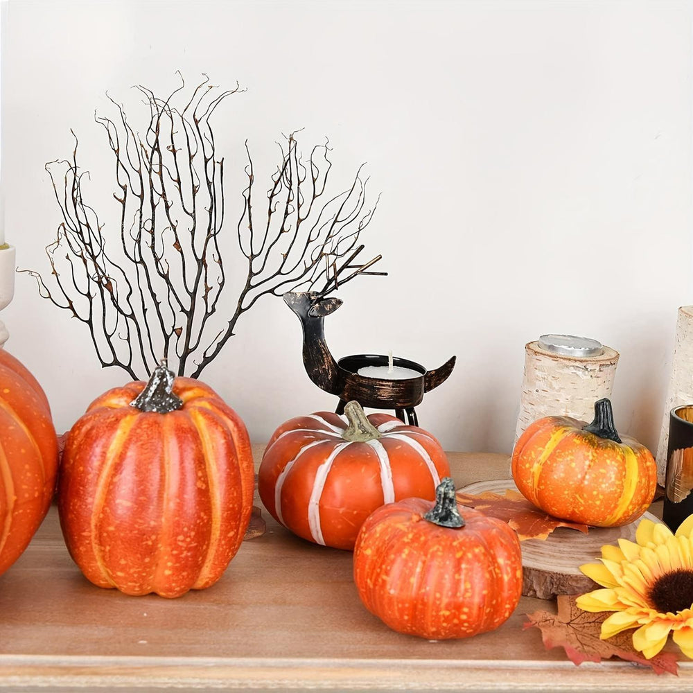 58-Piece Artificial Pumpkin and Maple Leaf Fall Decor Set for Halloween