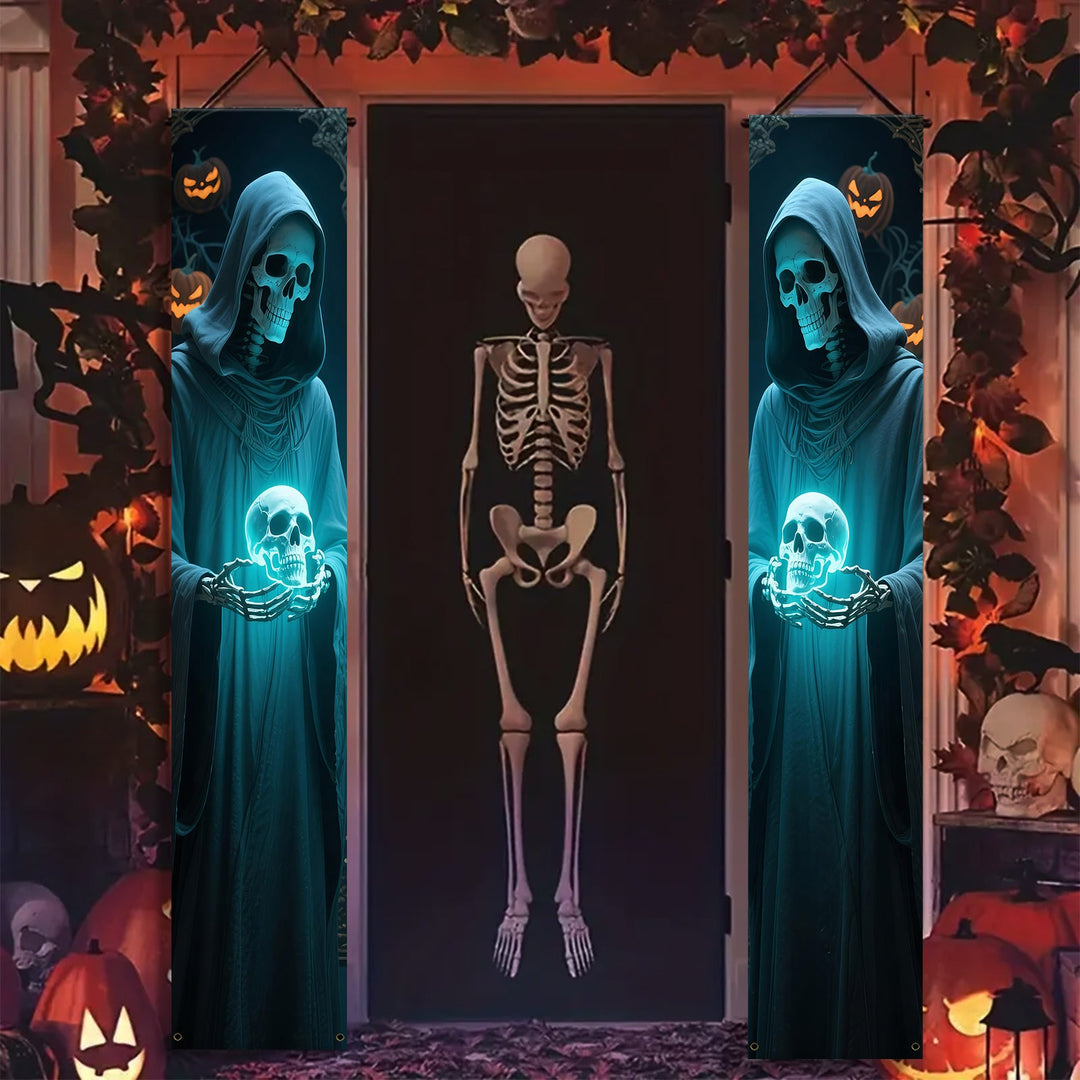 Halloween Skeleton Hanging Banners for Door & Wall Décor, Polyester