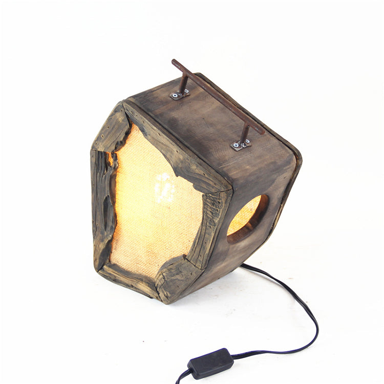 Handmade Cotton Yarn Wooden Lamp With Bulbue