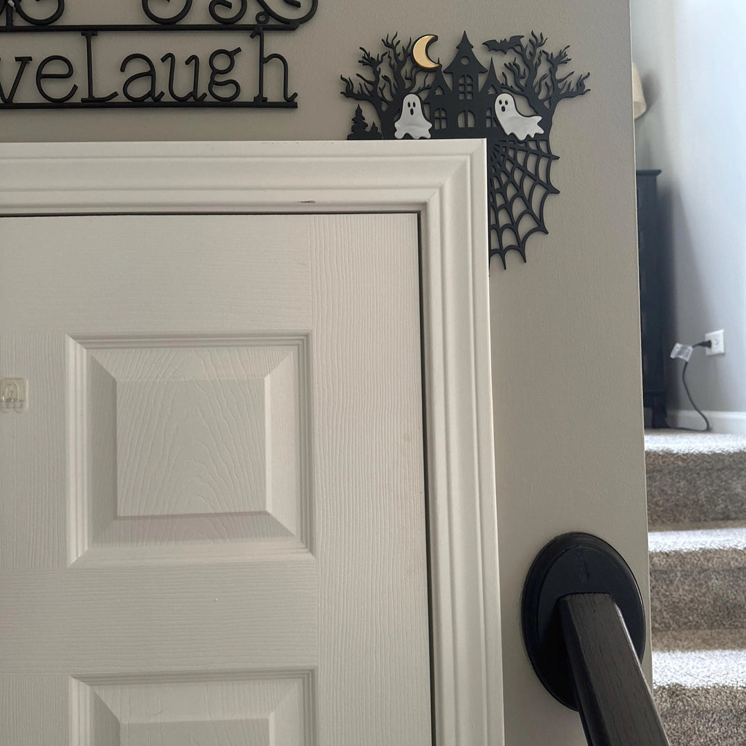 3D Halloween Door Corner Decor with Spider Webs, Ghosts & Bats