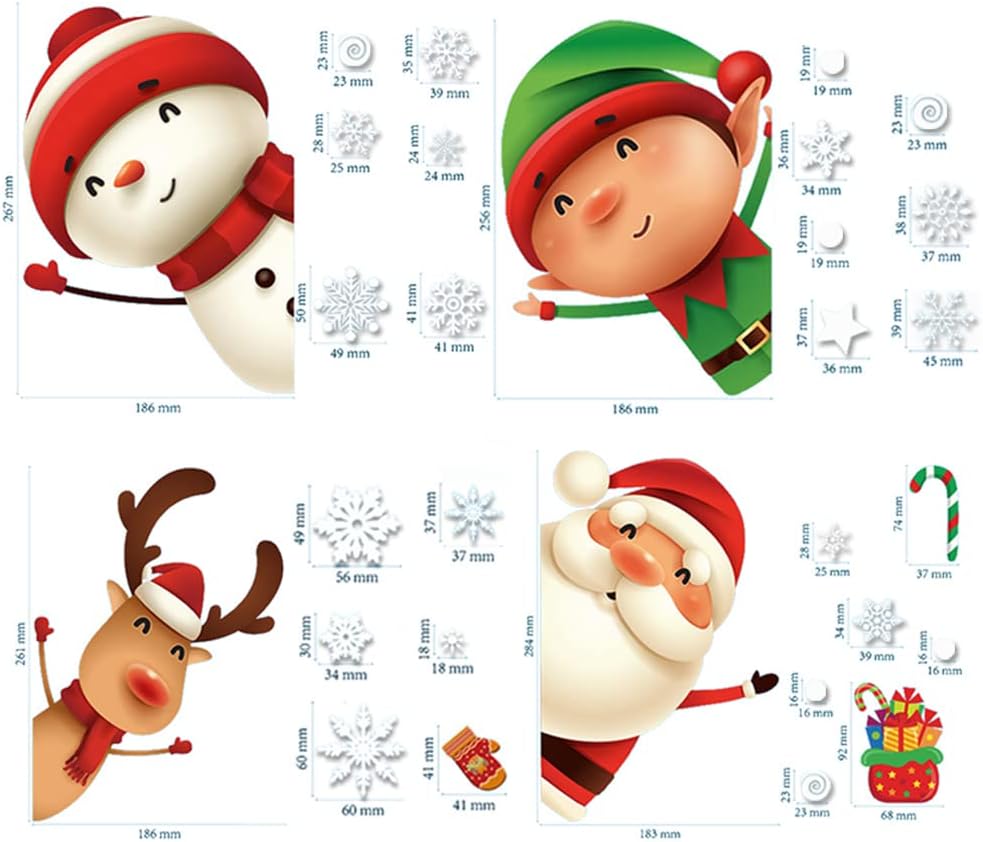 82PCS Christmas Snowflake Window Clings Stickers for Glass, Xmas Decals Christmas Decorations
