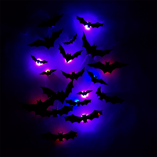 3D LED Bat Wall Decorations with Purple Glow for Halloween