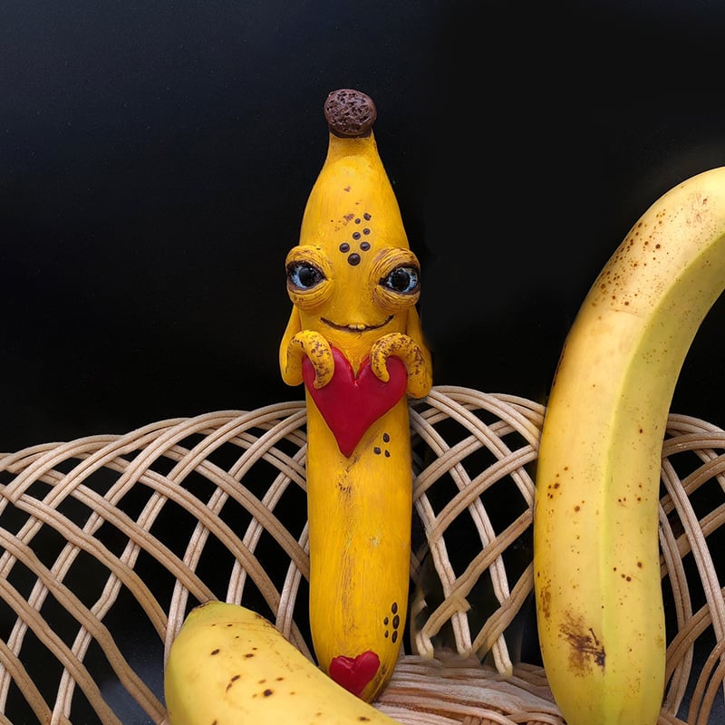 🍌 Halloween Funny Banana Resin Figurines with Googly Eyes