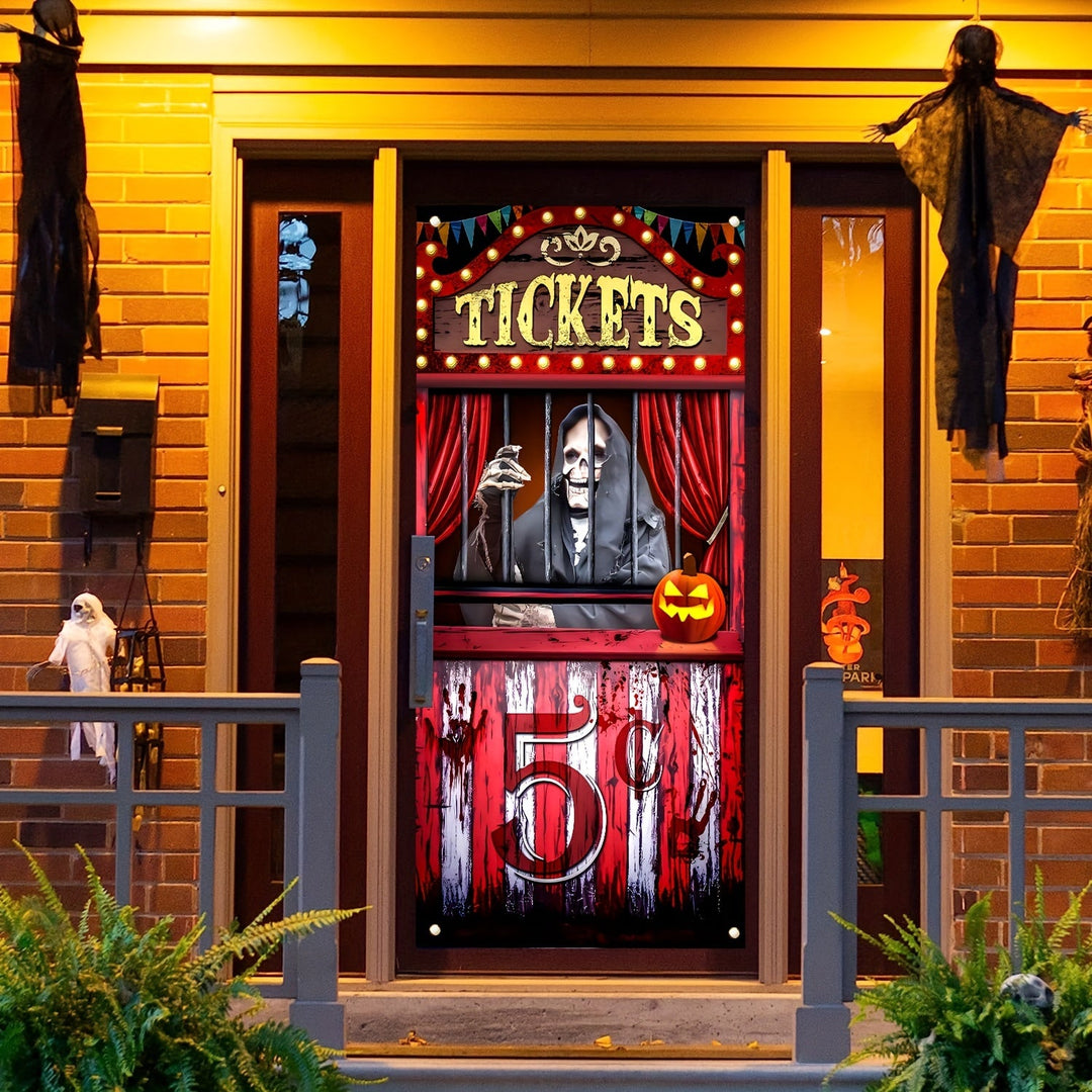 Black Polyester Halloween Banner for Spooky Entryway Decor