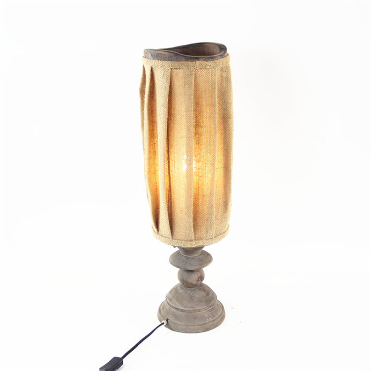 Vintage Table Lamp - Handmade Wooden Lamp