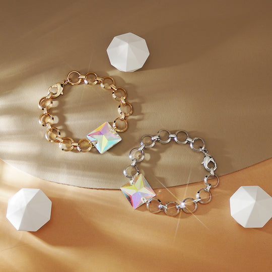 Square Cut Colorful Crystal Pavé Bracelet