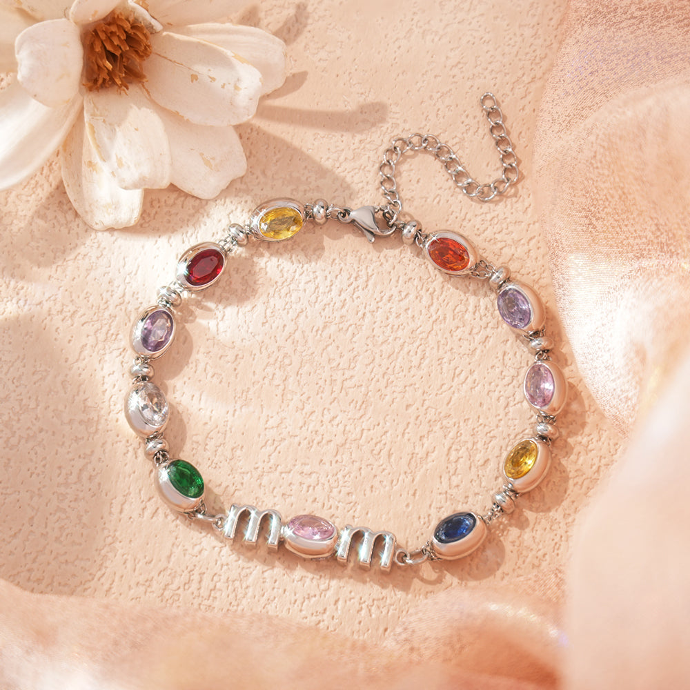 Custom Kids Name Birthstone Mom Bracelet
