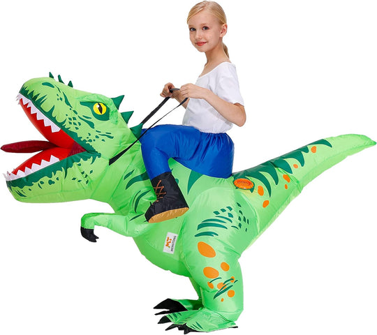 Inflatable Dinosaur Costume Kids Riding T Rex Blow up Halloween Costume Funny Party for Boys/Girls