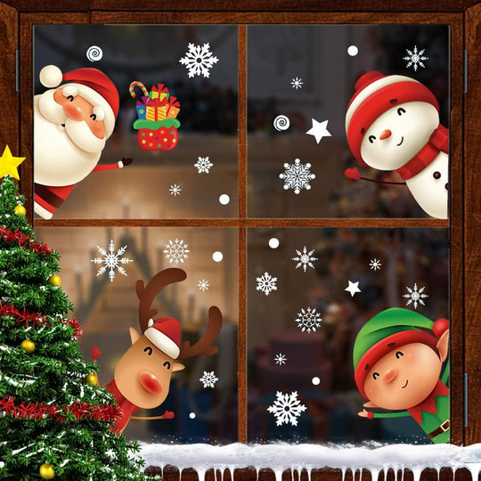 82PCS Christmas Snowflake Window Clings Stickers for Glass, Xmas Decals Christmas Decorations
