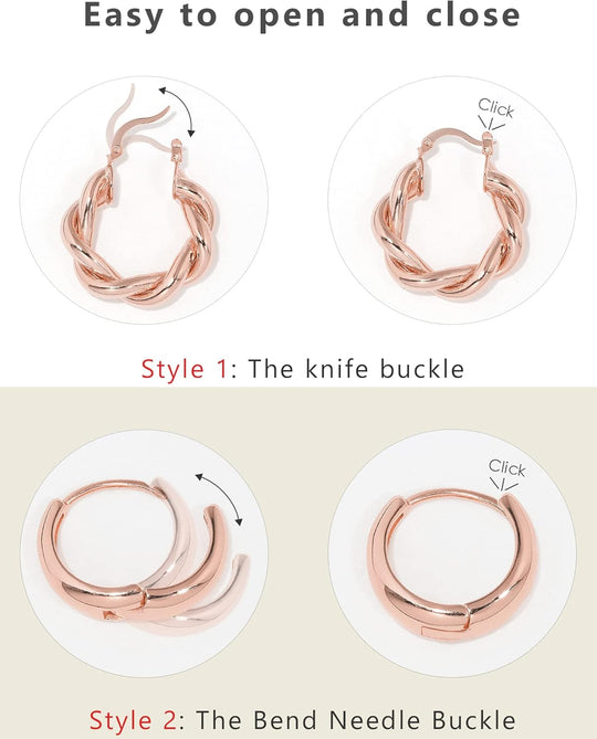 Adoyi 9 Pairs Gold Hoop Earrings Set for Womens Twisted Huggie Hoops Earrings 14K 18K Gold Plated for Girls Valentines Mother's Day Birthday Gifts Lightweight