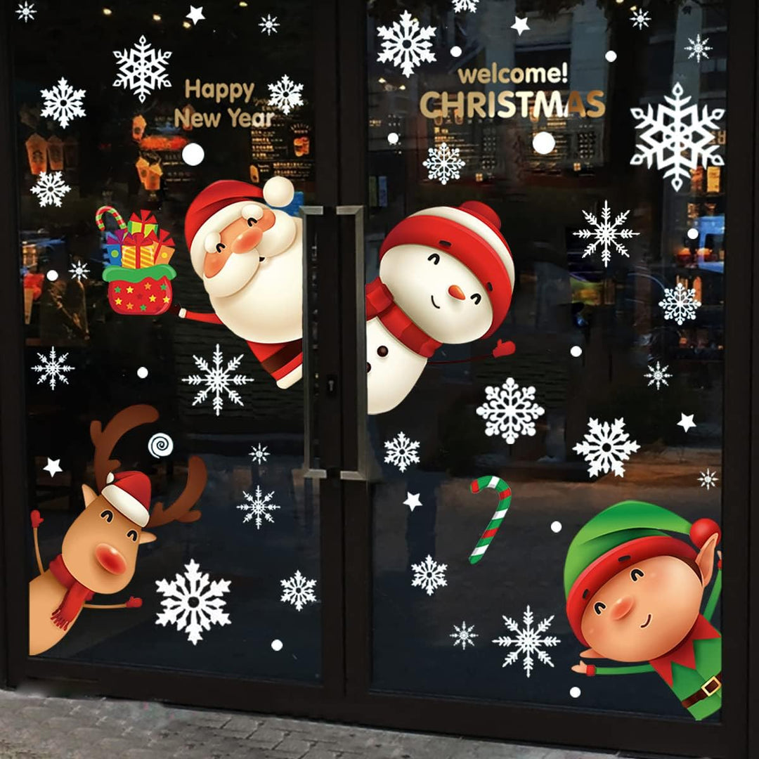 82PCS Christmas Snowflake Window Clings Stickers for Glass, Xmas Decals Christmas Decorations