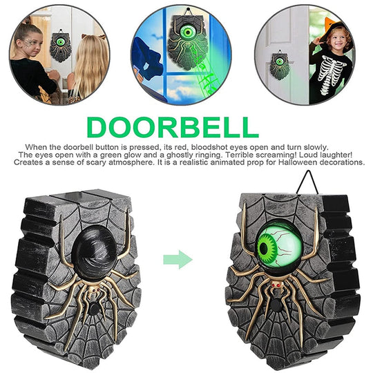 Halloween Animated Doorbell with Spooky Rotating Eyes and Sound Effects