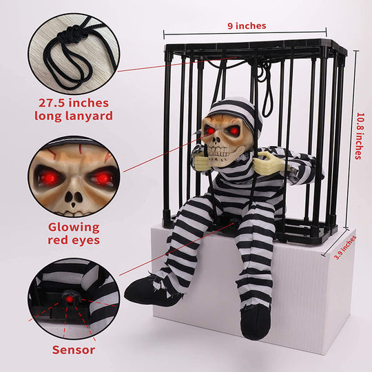 Motion-Activated Halloween Skull Decoration with Flashing Red Eyes