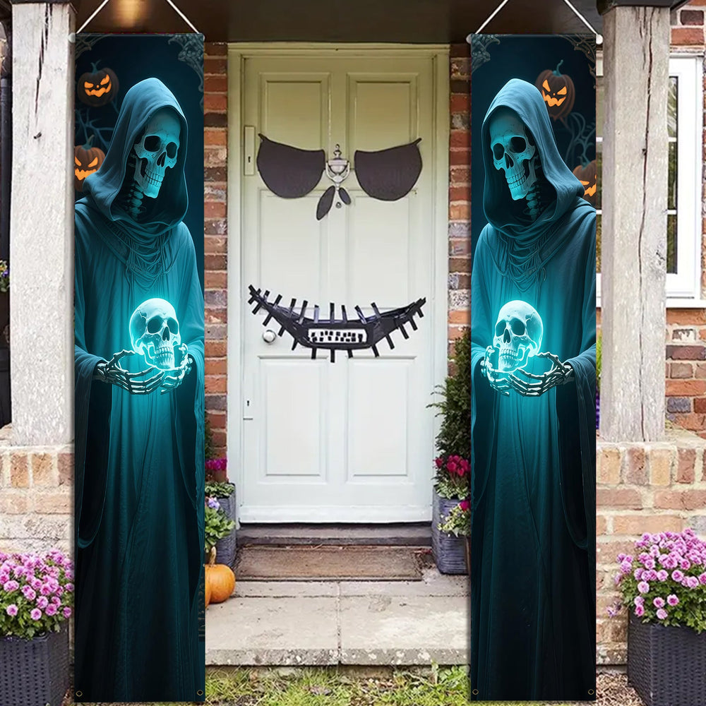 Halloween Skeleton Hanging Banners for Door & Wall Décor, Polyester