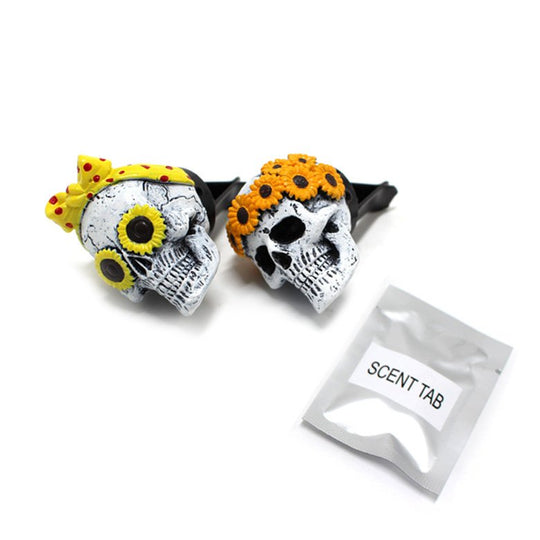 Halloween Skull Air Freshener Set with Floral Scented Resin Sculptures