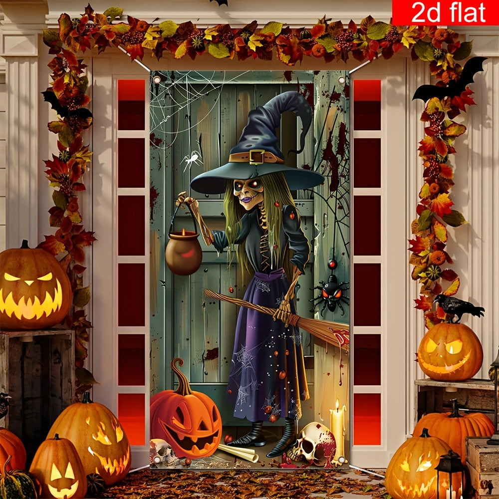 Halloween Witch Banner with Cauldron and Broomstick – Outdoor Durable Decor