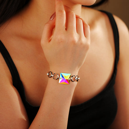 Square Cut Colorful Crystal Pavé Bracelet