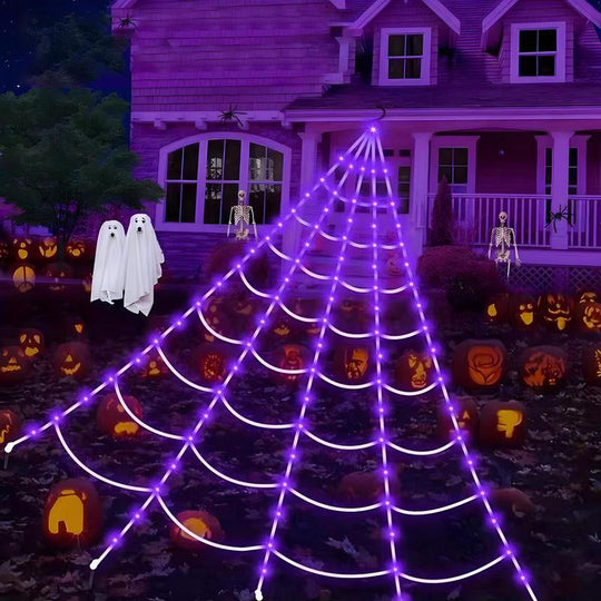 Halloween Spider Web Hanging Light with Timer for Indoor & Outdoor Decor