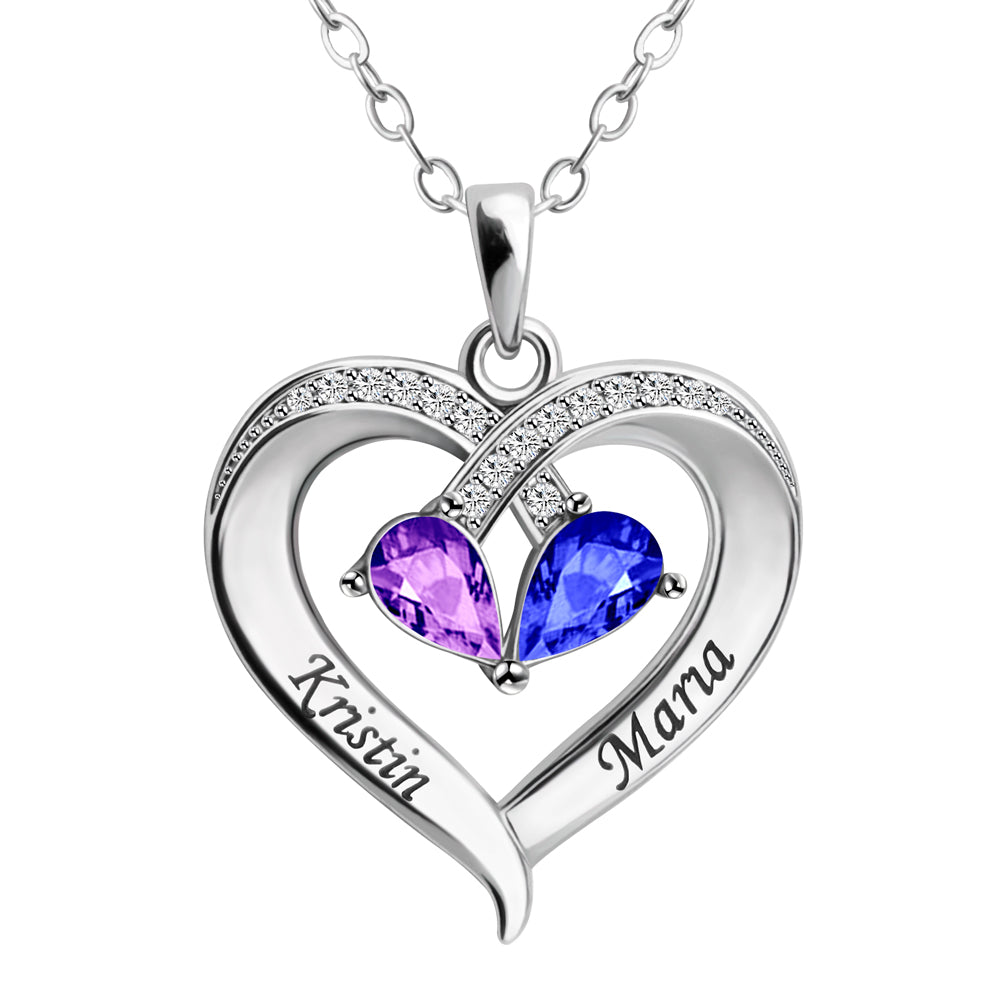 Christmas/Valentine's Day/Anniversary Gift Forever Love Birthstone & Diamond Heart Necklace