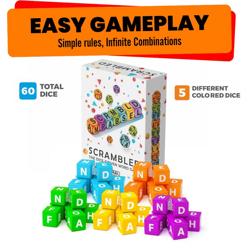 🎅Christmas Sale🎅 - Scrambled Dice Word Game for 1-5 Players Brain Exercise Party Game Ages 8+ Perfect for Parties and Family Game Nights