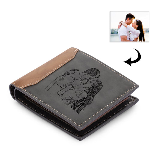 Father's Day Gift Men's Photo Custom Wallet Gray Personalized Gifts