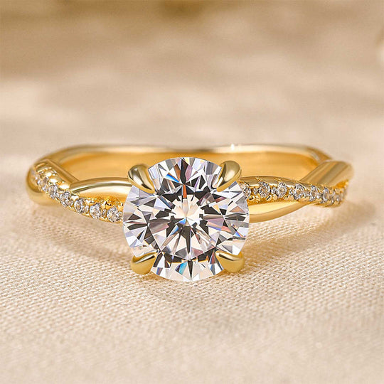 Twist 1.25 Carat/2.0 Carat Round Cut Promise Ring For Her In Sterling Silver