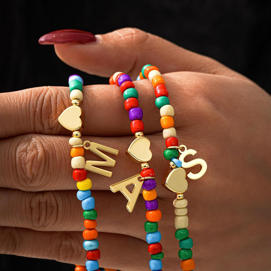 Colorful Initial Necklaces for Girls Women Kids - Teen Girls Gifts Trendy Beaded Initial Necklace