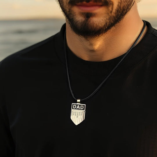 DAD Engraved Shield Pendant Necklace