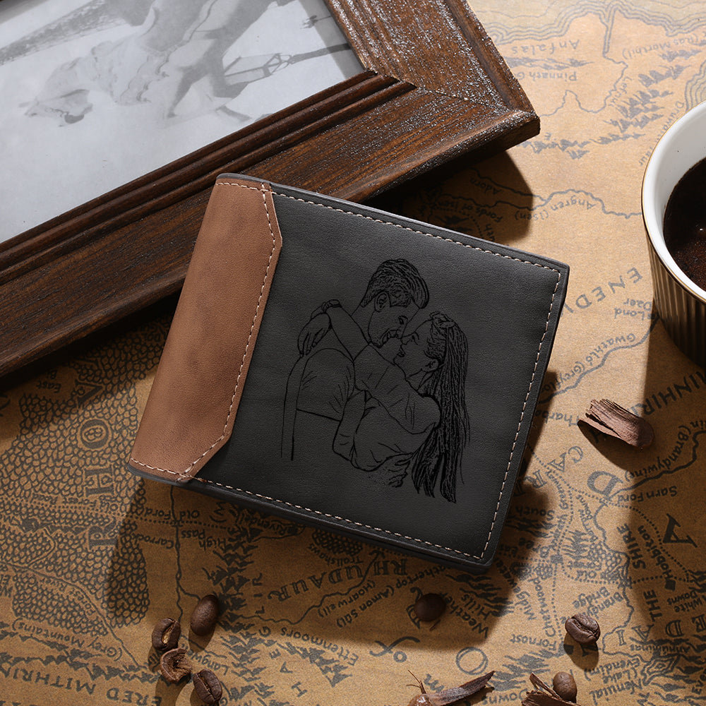 Father's Day Gift Men's Photo Custom Wallet Gray Personalized Gifts