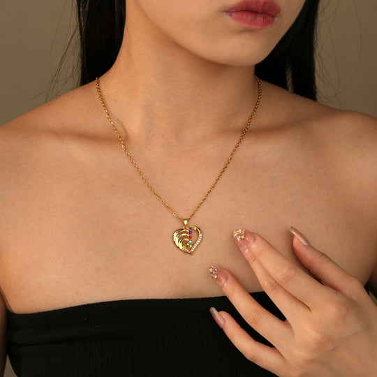 Personalized Heart-Shaped Birthstone Necklace - Custom Name/Date Option