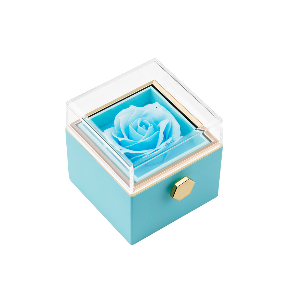 Rotating Rose Box-Custom Interlock Heart Necklace