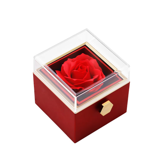 Rotating Rose Box-Custom Interlock Heart Necklace