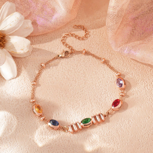 Custom Kids Name Birthstone Mom Bracelet