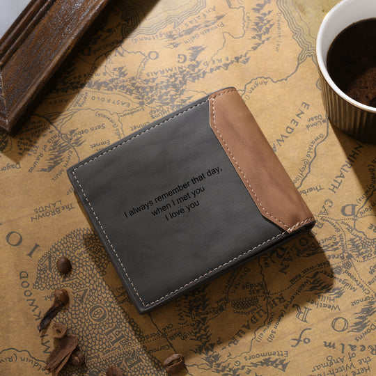 Father's Day Gift Men's Photo Custom Wallet Gray Personalized Gifts