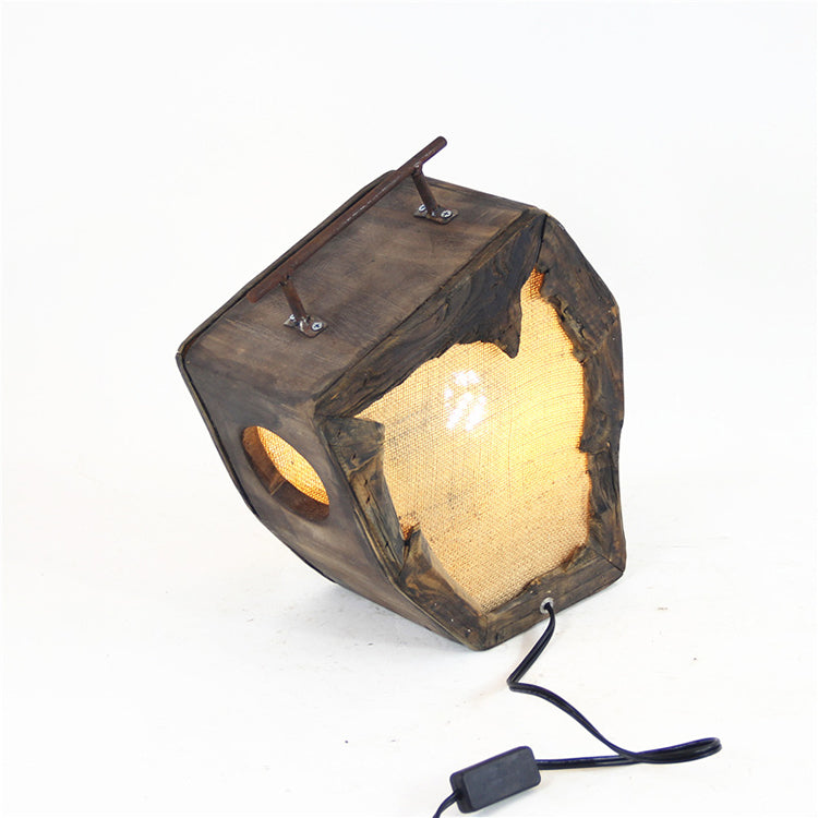 Handmade Cotton Yarn Wooden Lamp With Bulbue