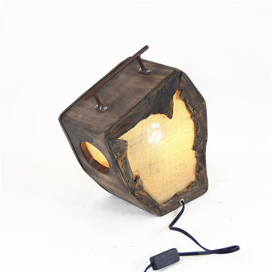 Handmade Cotton Yarn Wooden Lamp With Bulbue