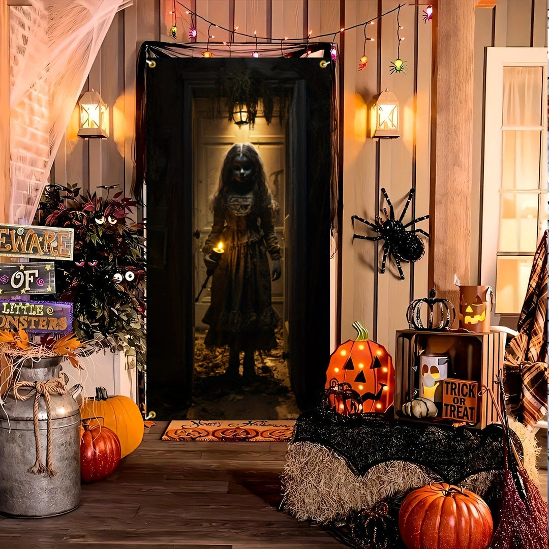 Halloween Ghost Door Banner Polyester Spooky Outdoor Indoor Decor